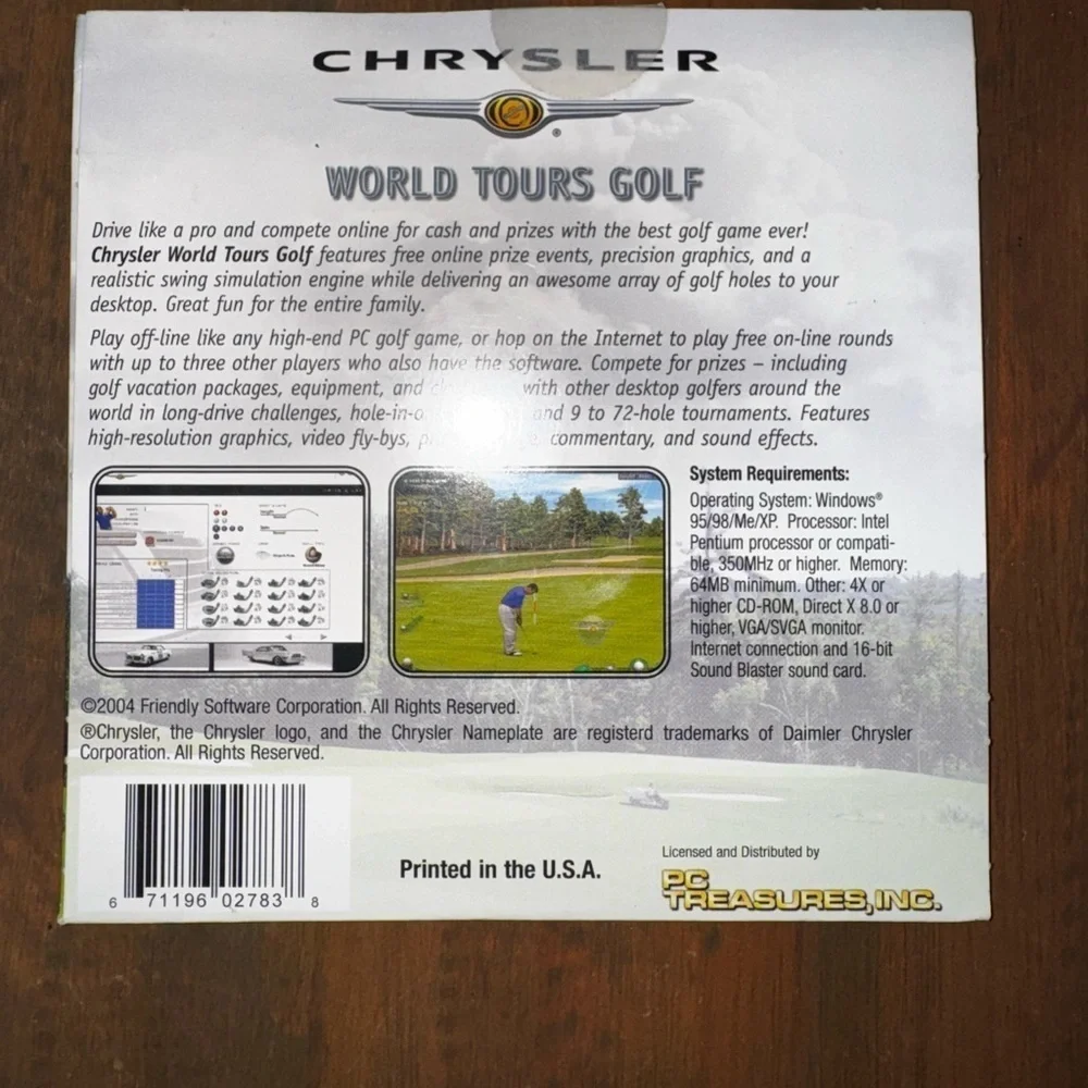 Chrysler World Tours Golf PC Windows 95/98/ME/XP RAREST VERSION BRAND NEW!!